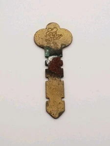 Vintage Stamped Brass Skeleton Key With Engraved Man Dipicted Fully Measured - Picture 1 of 5