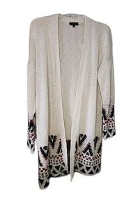 Cárdigan Verve Ami para mujer talla L beige con diseño azteca estampado de diamantes - Imagen 1 de 5