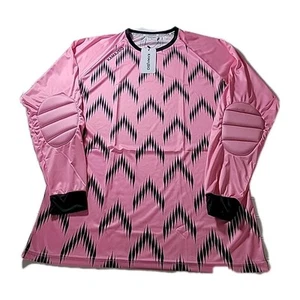GOALKEEPER Shirt UNIVERSAL LARGE PINK/BLACK Long Sleeve Padded Soccer KAMAJSIO - Picture 1 of 8