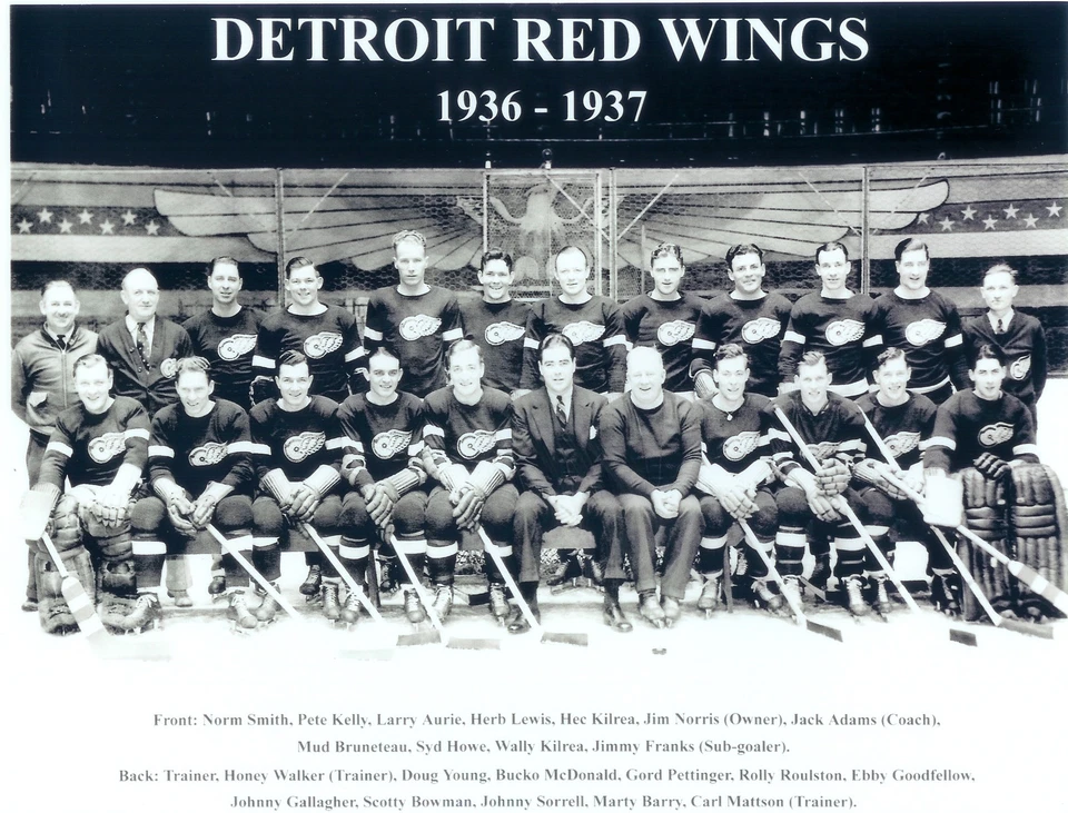 1936 1937 DETROIT RED WINGS 8X10 TEAM PHOTO HOCKEY NHL STANLEY CUP MICHIGAN HOF - Image 1 of 1