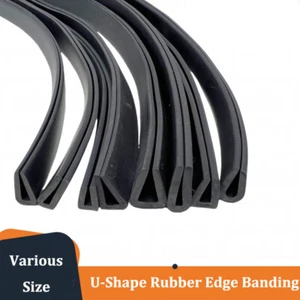 Black Rubber U Shape Channel Edging Trim Seal Edge Protector Strip Door Window - Picture 1 of 13