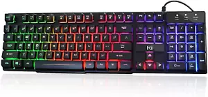 Rii RK100+ Multiple Color Rainbow LED Backlit Large Size USB Wired Mechanical Fe - Picture 1 of 12