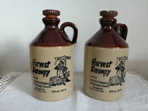 Vintage Harvest Scrumpy Cider Glazed Stone Flagon Bottles With Screw StopperX2 - Picture 1 of 9