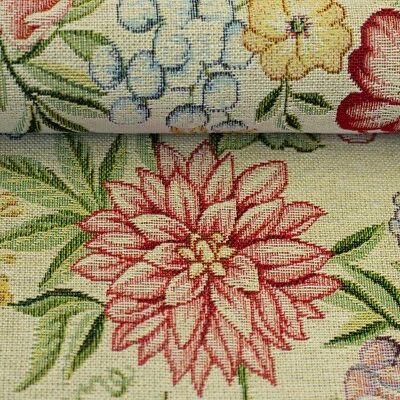 1m x 1,40m Gobelin Oliver Blumen Beige Meterware Blumen - Bild 1 von 3