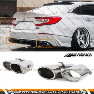 For 18-2022 Honda Accord Sport Touring Akasaka Quad Tip Muffler Exhaust Finisher - Bild 1 von 8