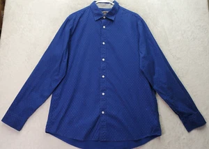 Michael Kors Shirt Mens Large Blue Polka Dot Classic Fit Long Sleeve Button Down - Picture 1 of 8
