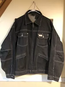 NWOT Vintage ROCA WEAR Denim Jacket Black Zip-Up Men's Size 2XL Y2K Clean - Picture 1 of 5