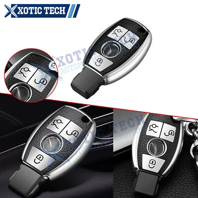 Funda protectora de llavero remoto inteligente con sello completo plateada para Mercedes Benz A B C E S CLA Foto 1 de 4