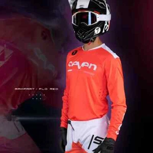 Seven Rival Staple Flo Red MX Jersey Off-Road Motocross Mens Jersey Size Small - Picture 1 of 2