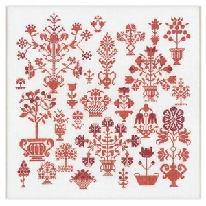 Cross-stitch kit Sampler Flower Antique 2092 thea gouverneur Linen - Picture 1 of 8
