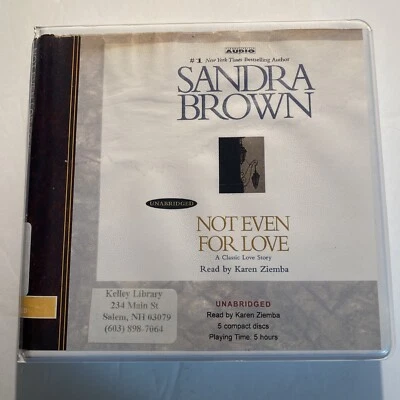 CD Audiobook Not Even For Love Sandra Brown Unabridged 5 Cds X Library abu Foto 1 de 3