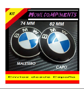PACK KIT LOGO EMBLEMA INSIGNIA BMW 82mm- 74mm CON 2 PINES PARA CAPO Y MALETERO