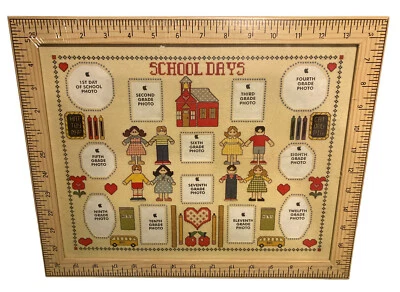 Collage Anual de Fotos de Días Escolares 1er-12to Grado Regla Marco Pared Estante Exhibición Foto 1 de 4