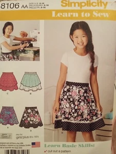 UC Mädchen 8-16 Kinder Twirl Rock EASY Schnittmuster 8106 elastische Taille Rock - Bild 1 von 2