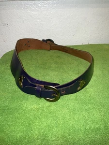 Vintage Purple Leather Belt Women’s Sz 26 70s 80s Double Clasp - Picture 1 of 7