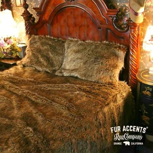 Plüsch Kunstfell Tagesdecke, Überwurf Decke, Bettdecke, Kojotenfell, Minky Futter USA - Bild 1 von 5