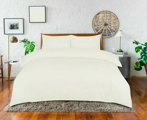 Cream 100% Egyptian Cotton Duvet Quilt Cover Set king Double Deep Fitted Sheet - Picture 1 of 1