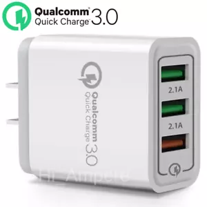 3 Port USB Fast Home Wall Charger Adapter QC3.0 For Cell Phone iPhone Samsung LG - Picture 1 of 9