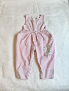 Vintage 80s 90s Tiny Tots Original Bubble Romper striped spring floral accents - Picture 1 of 5