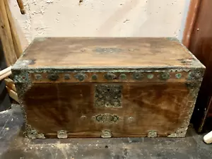 Antique Wooden Chest - Picture 1 of 5