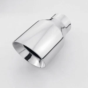 Polished Stainless Steel Exhaust Tip 2.5" In 4" Out Double Wall Angle Cut 7" L - Picture 1 of 7