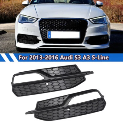 Front Bumper Fog Light Cover Grill Grille For Audi A3 S3 S-Line 2013-2016 Black - Imagem 1 de 4