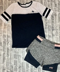 Abercrombie & Fitch Sport Girls Blue Athletic Outfit Shorts T-shirt S 7-8, 11-12 - Picture 1 of 4