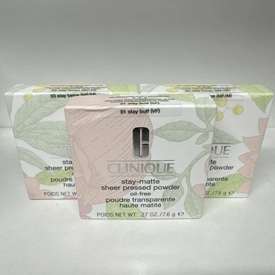 CLINIQUE STAY MATTE SHEER PRESSED POWDER OIL FREE .27 OZ / 7.6 G FULL SIZE NIB - Image 1 of 3