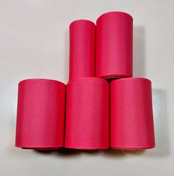 Cinta de grosgrain rosa sandía 3" de ancho x 15+ yardas poliéster marca Schiff Foto 1 de 3