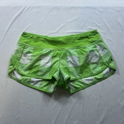 Pantalones Cortos de Correr Lululemon Para Mujer 10 Verdes A Cuadros Gros Guinga Fronda Gimnasio Entrenamiento Foto 1 de 4