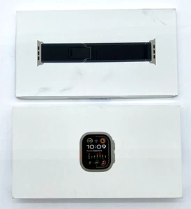 Apple Watch Ultra 2 GPS 49mm Titanium Case with Blue/Black Trail Loop Band - Picture 1 of 13