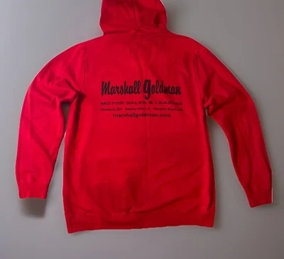 Sudadera con Capucha Roja Marshall Goldman Motor Sales XL Promo Concesionario de Automóviles Rara Foto 1 de 4