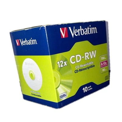 8x Verbatim CD-RW Rohlinge 700MB 80Min jeweils im Jewelcase wiederbeschreibbar - Bild 1 von 4