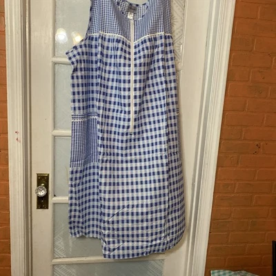 easy essentials 3X House Dress Blue Checked Zipper Front - Image 1 of 4