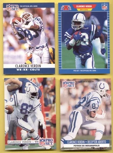 1989-1992 Pro Set CLARENCE VERDIN Indianapolis Colts 4-Card Lot Spanish Rookie - Picture 1 of 1