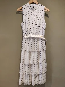 Phase Eight Rita Polka Dot Ruffle Midi Dress Size 12 Ivory Black RRP £149 - Picture 1 of 7