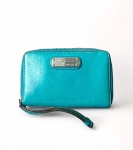 Cartera Marc by Marc Jacobs Cuero Doble Plegable Cremallera Alrededor Azul Tiffany - Imagen 1 de 4