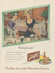 1947 Schlitz Beer The Final Touch Formal Dinner Set by Maid Vintage Print Ad - Picture 1 of 1