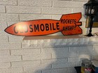 Large Format Oldsmobile Rockets Ahead Cut Out Metal Sign 30" Reproduction
