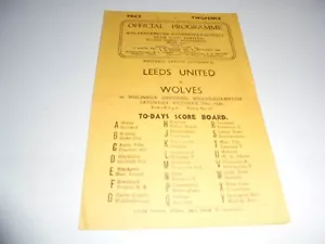 1946/47 WOLVES v LEEDS UNITED PROGRAMME DATED 19.10.1946 - Picture 1 of 3