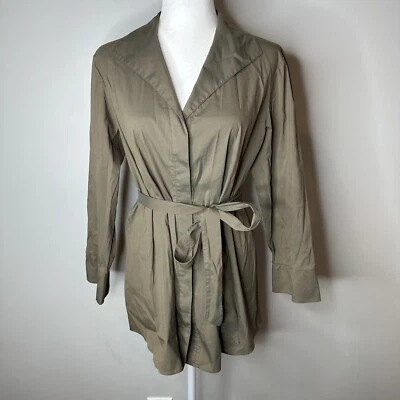 Blusa Lafayette 148 Abotonada Militar Utilidad Verde Cintura Cintada Ligera 10 Foto 1 de 4