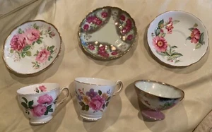 Lote de 3 tazas de té 3 platillos oro rosa floral Royal Albert Royal Vale Regency Inglaterra - Imagen 1 de 10