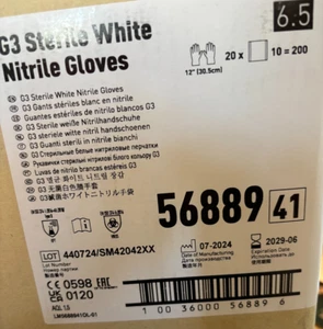 Kimtech 6.5 G3 sterile weiße Nitrilhandschuhe 12" 56889 Ablaufdatum/2029 TOAL 20 X 10 = 200 - Bild 1 von 3