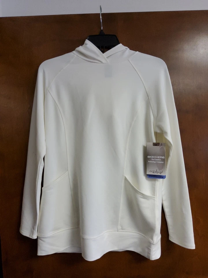 Sudadera con capucha Skechers Skechluxe Golounge para mujer, blanco roto, talla S Foto 1 de 3