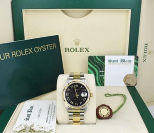 ROLEX - 36mm 18kt Gold & SS DateJust Black Jubilee Roman Dial 16233 - SANT BLANC - Picture 1 of 7
