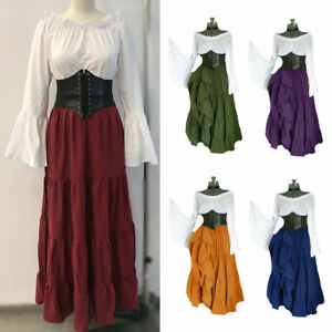Medieval Womens Renaissance Dress Costume Ball Gown Retro Victorian Dress Corset