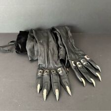 Majesty Black Metal Nails Leather Opera Gloves
