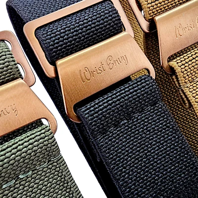 Correa de reloj pulsera Envy bronce elástico nailon Marine Nationale MN 20 22 mm Reino Unido Foto 1 de 4