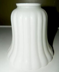 White Milk Glass Tulip Pendant Light Shade Cover Fluted 5.5" tall 2" fitter