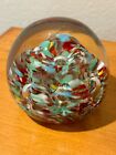 Art Glass Paperweight Multi Color Confetti Controlled Air Bubbles Vintage